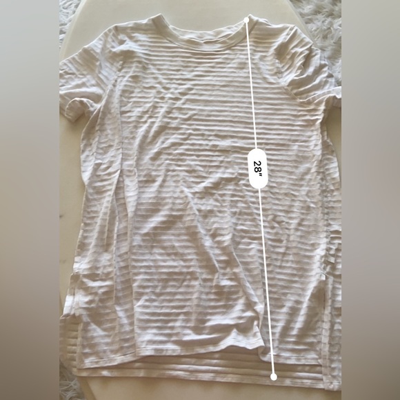 Lululemon White Sheer Striped Short Sleeve Top Tunic Size 8 - Picture 6 of 7
